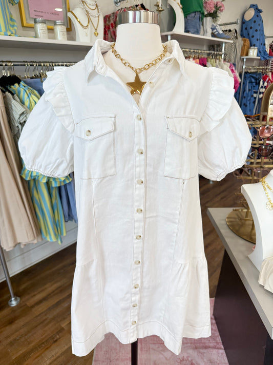 D+M- Off White Denim Dress