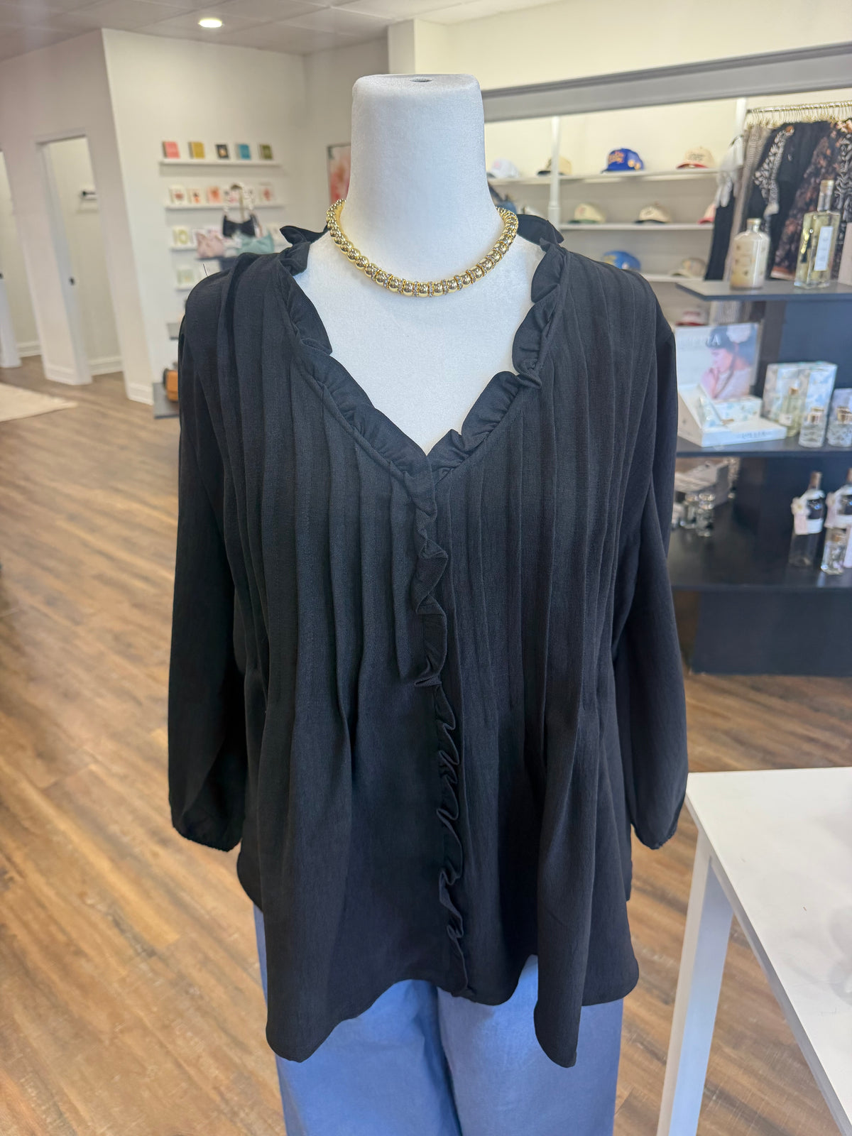 BP- Plus Black Ruffle Top