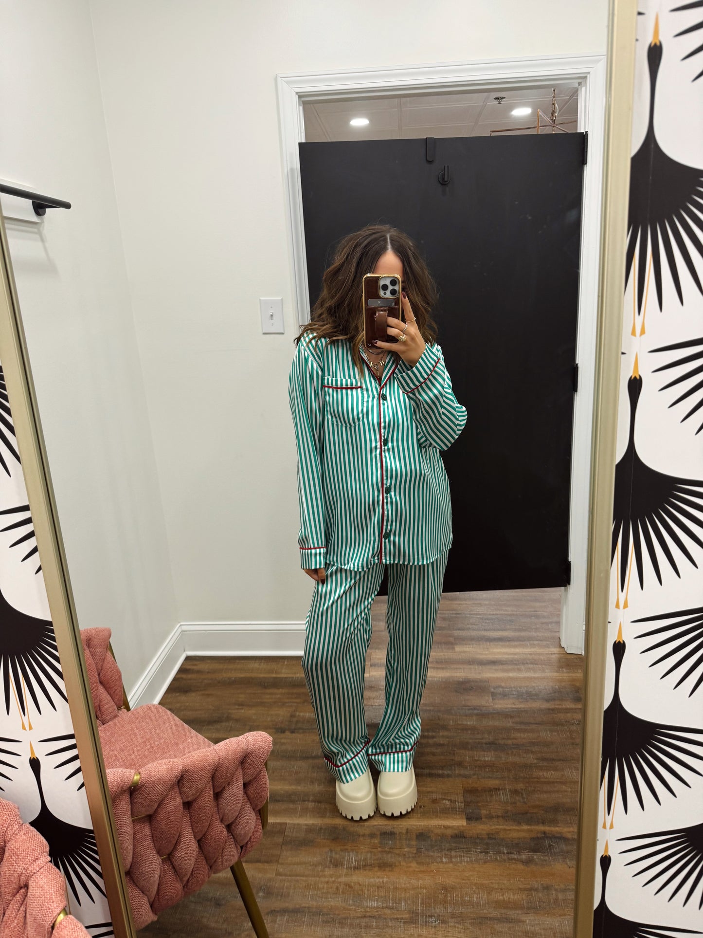 Green Stripe PJ Set