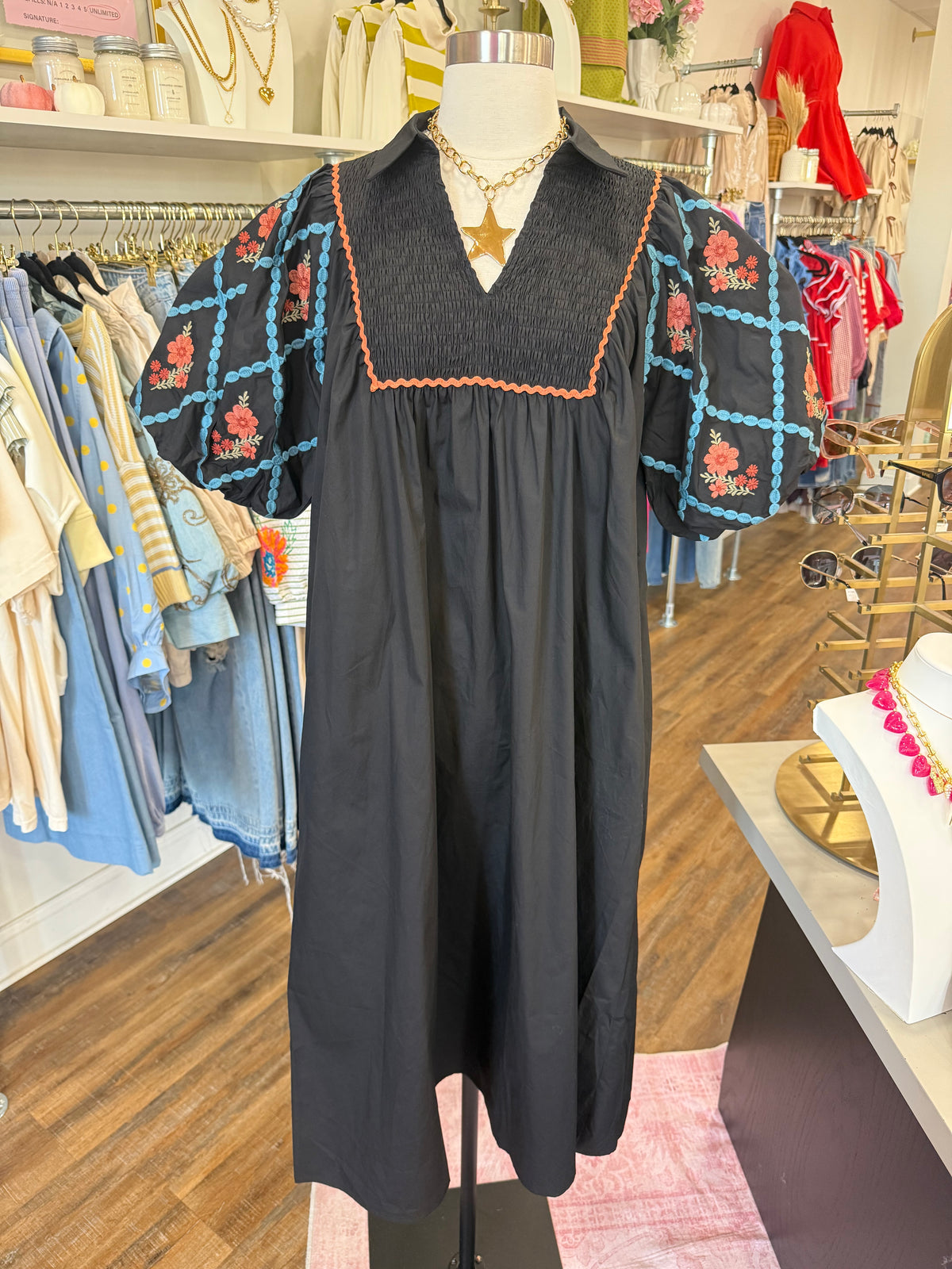 Oddi- Black Cotton Poplin Dress