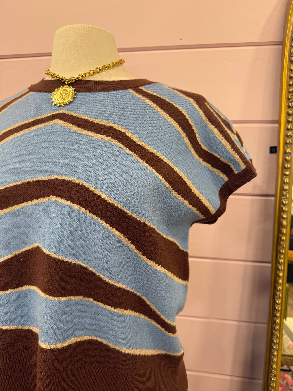 Jodifl- Brown & Blue Mix Sweater Top