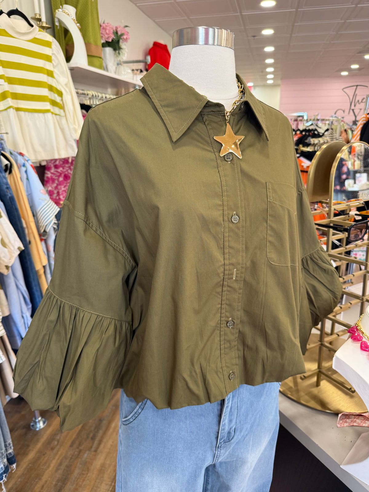 &Merci- Ash Olive Top