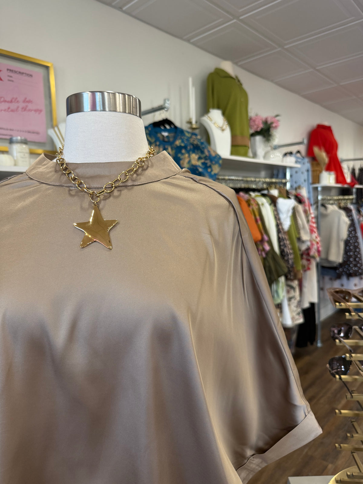 Glam- Mocha Satin Top
