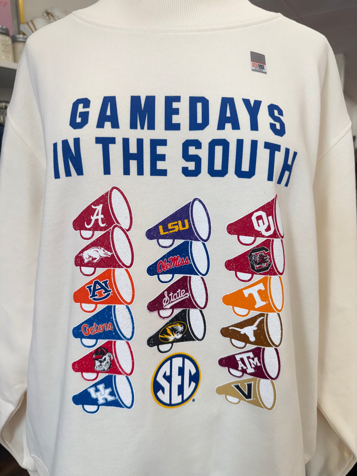 CS- White SEC Megaphone Mockneck