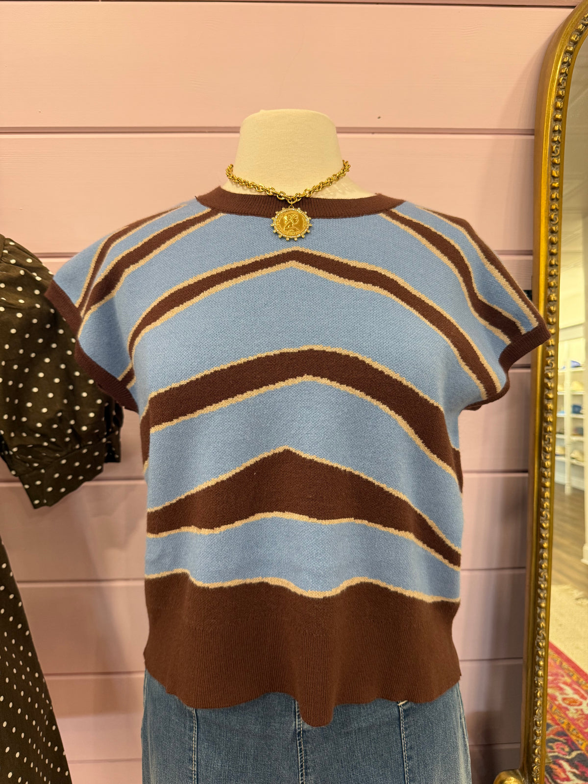 Jodifl- Brown & Blue Mix Sweater Top