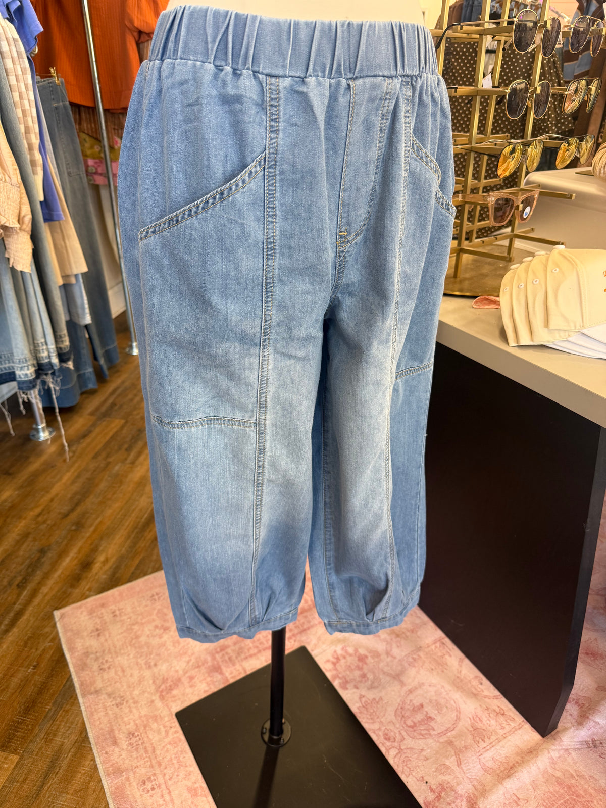 ES- Super Soft Washed Denim Barrel Jeans