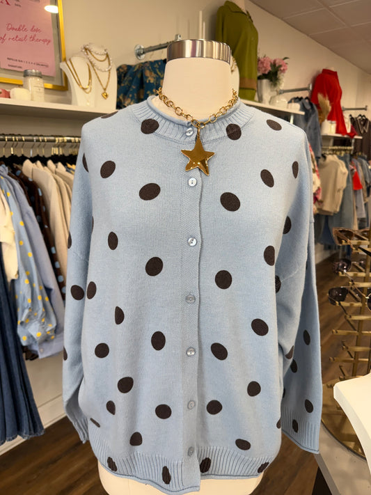 BP- Light Blue Polka Dot Cardigan