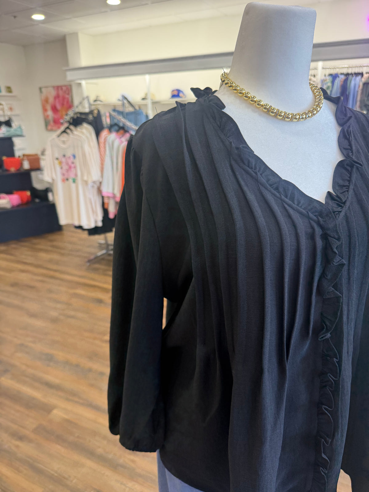 BP- Plus Black Ruffle Top