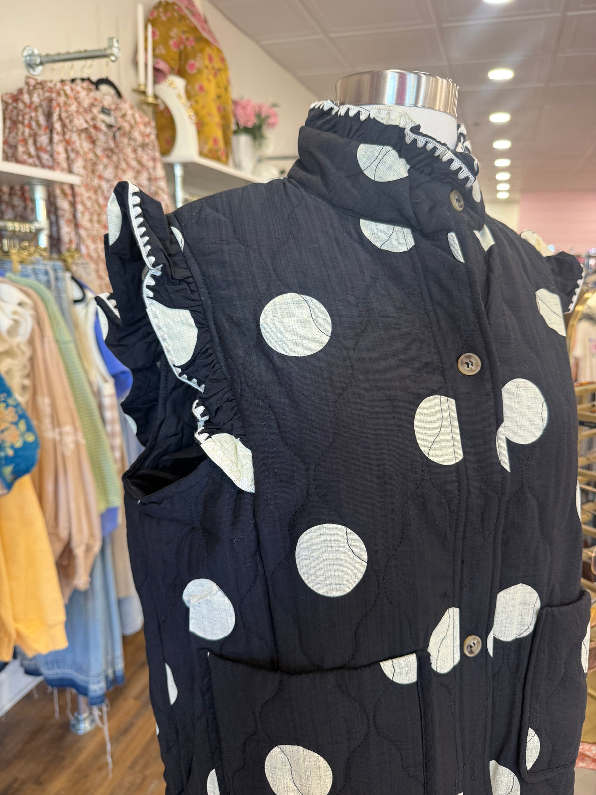 Umgee- Black Polka Dot Vest