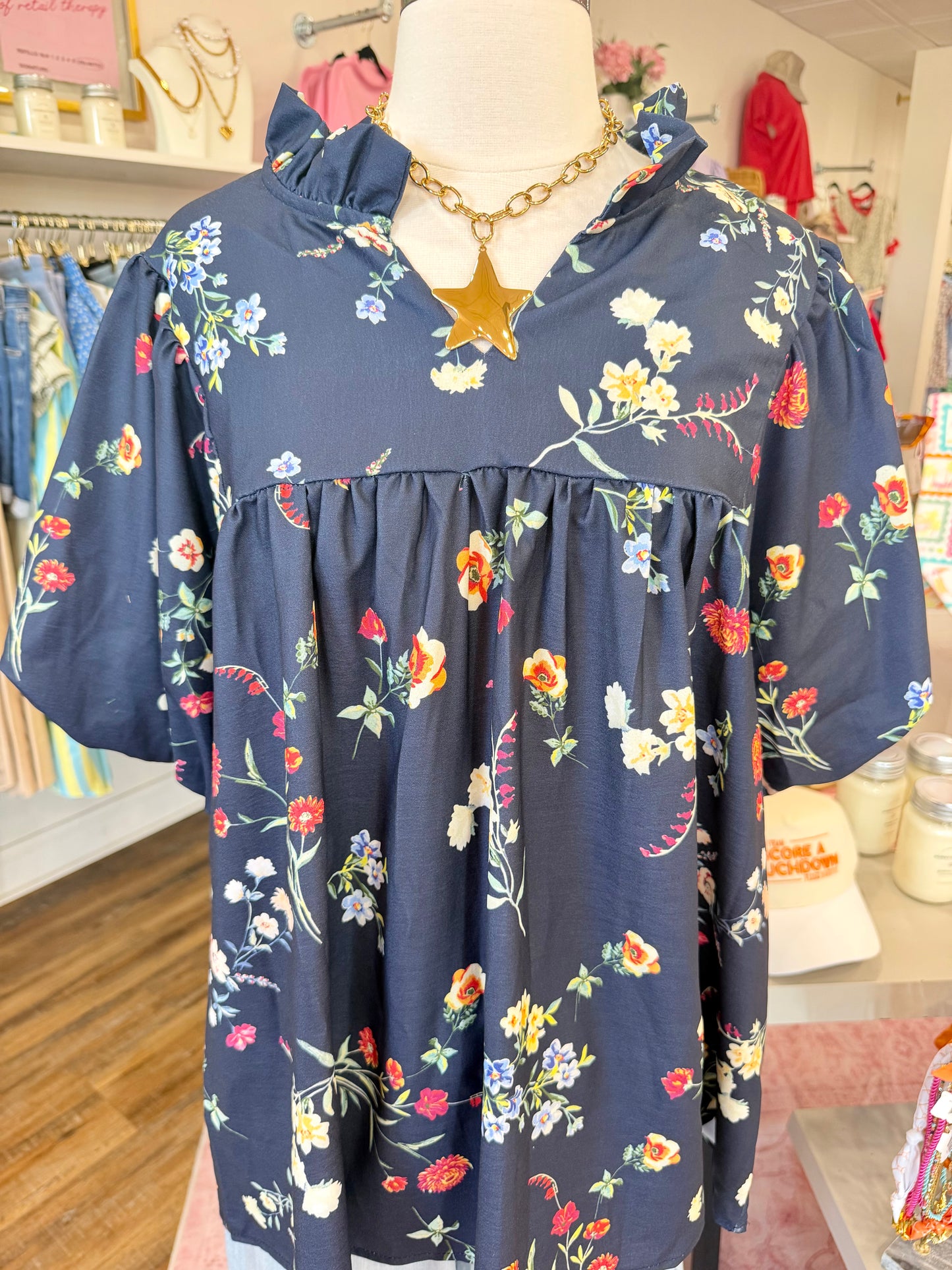 Haptics- Plus Navy Floral Top