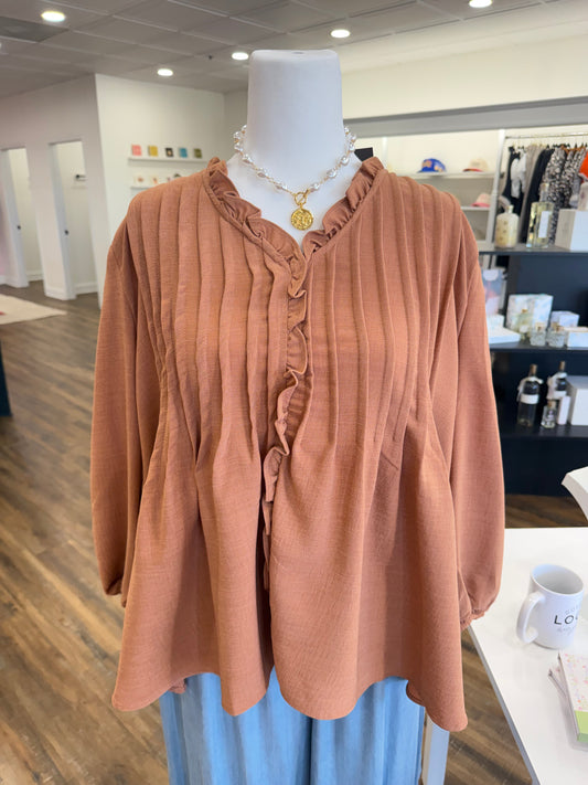 BP- Plus Light Terracotta Ruffle Top