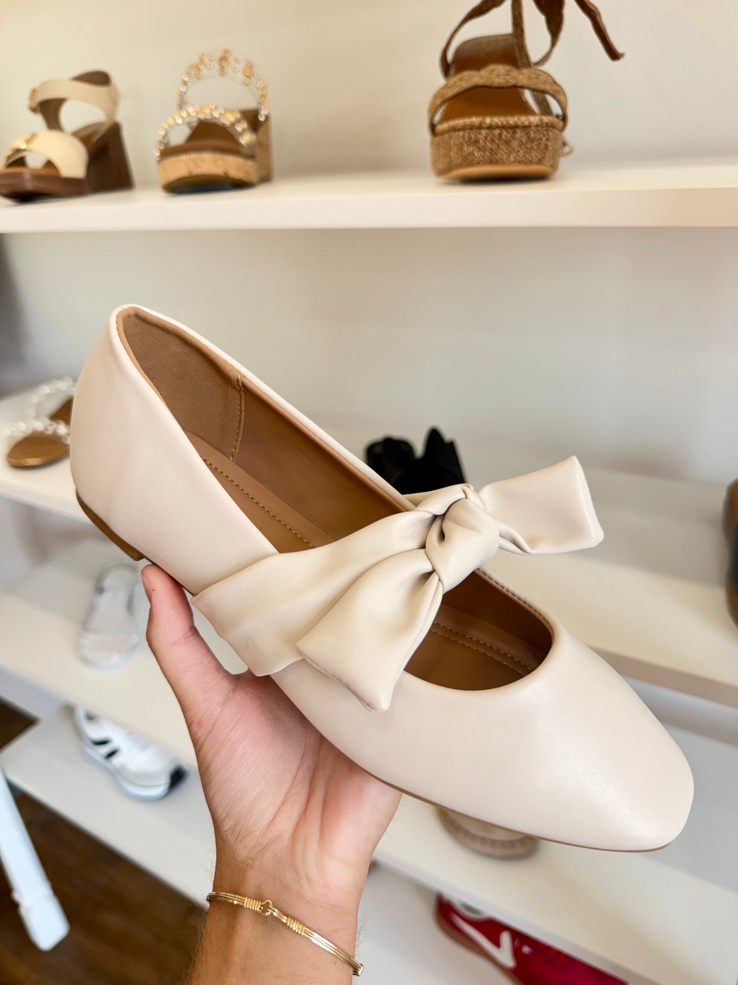 CC- Beige Bow Flats