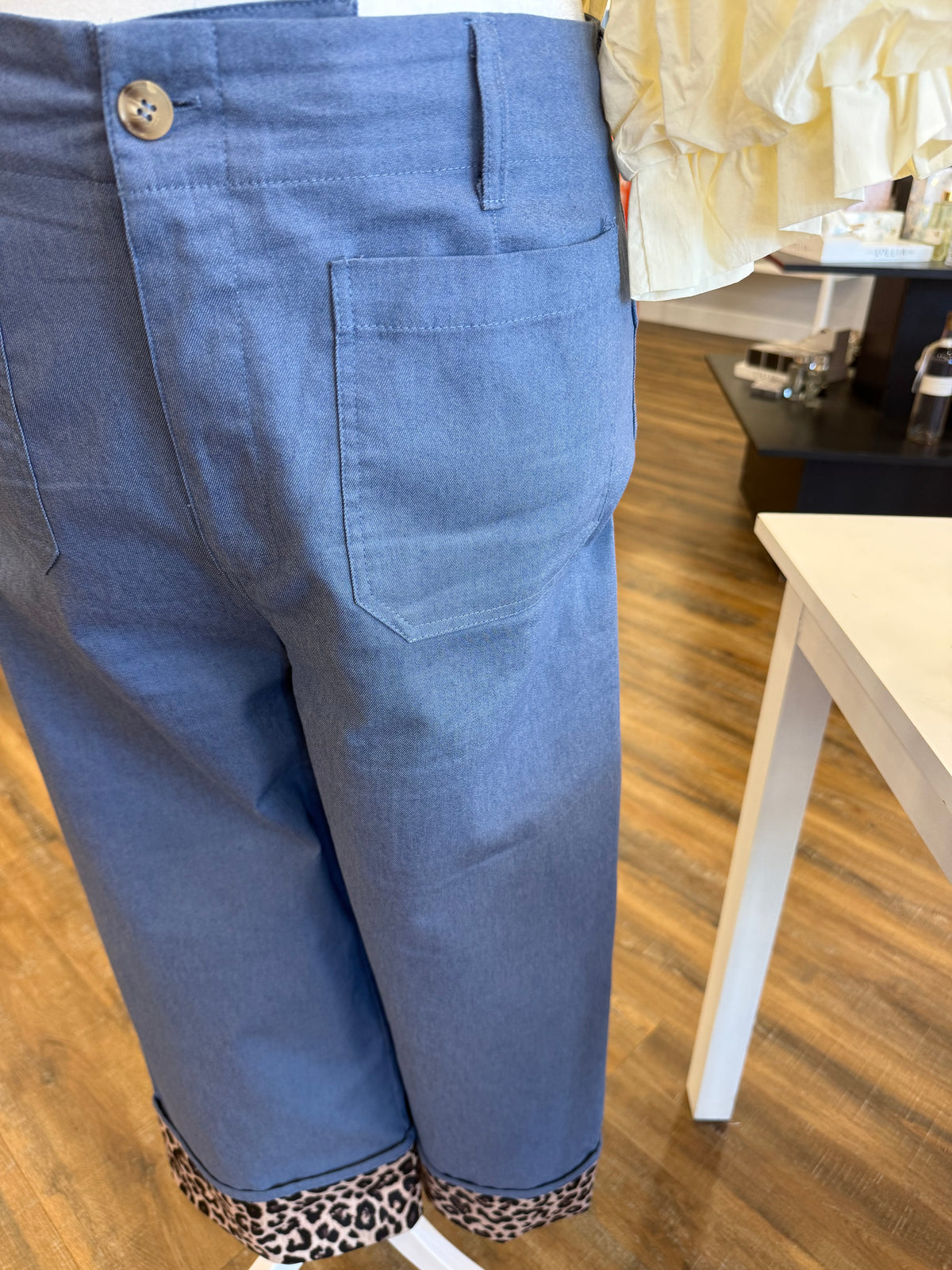 GI- Plus Denim Leopard Cuff Pants