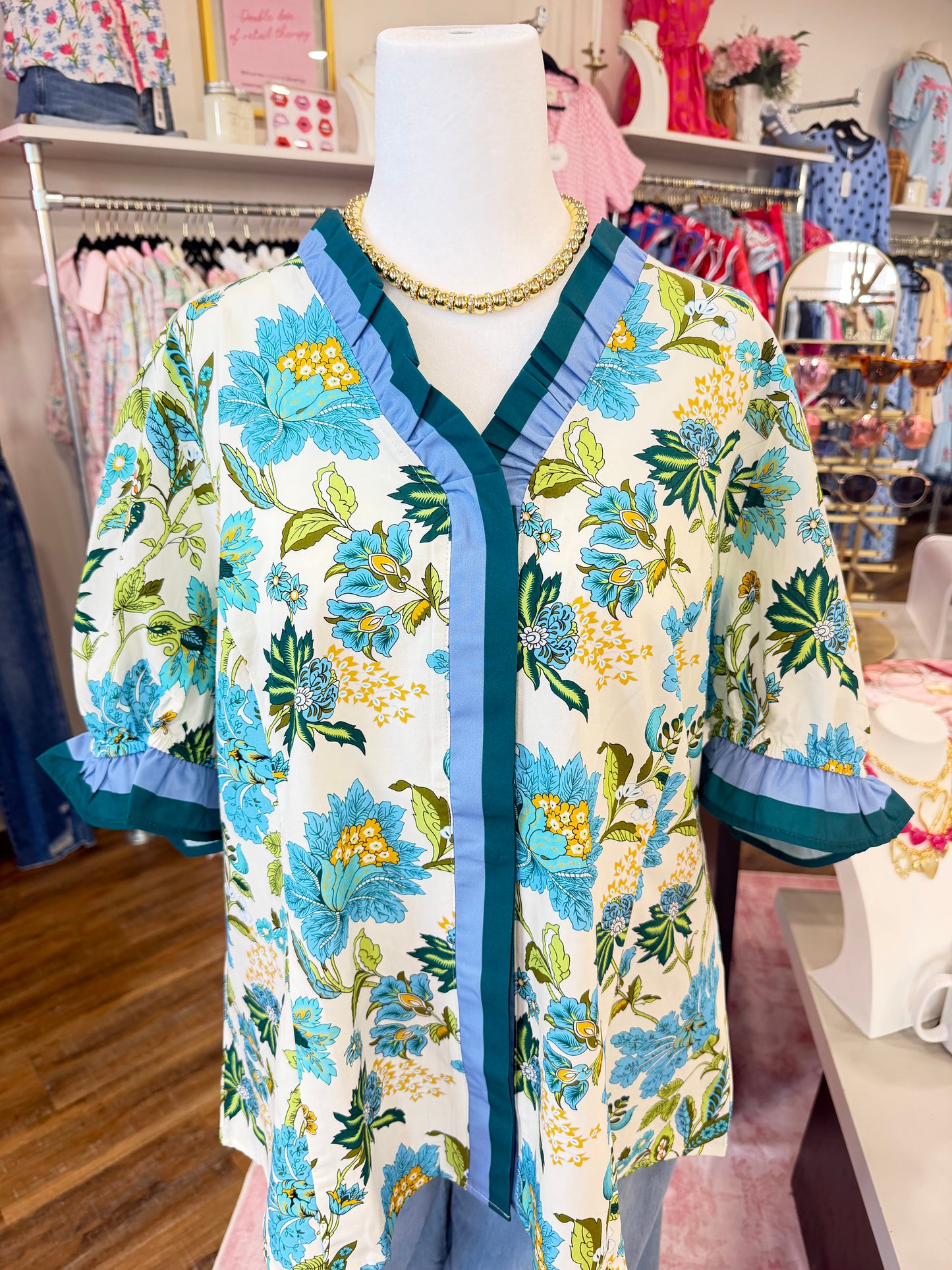 66 Disco- Plus Blue Colorblock Top