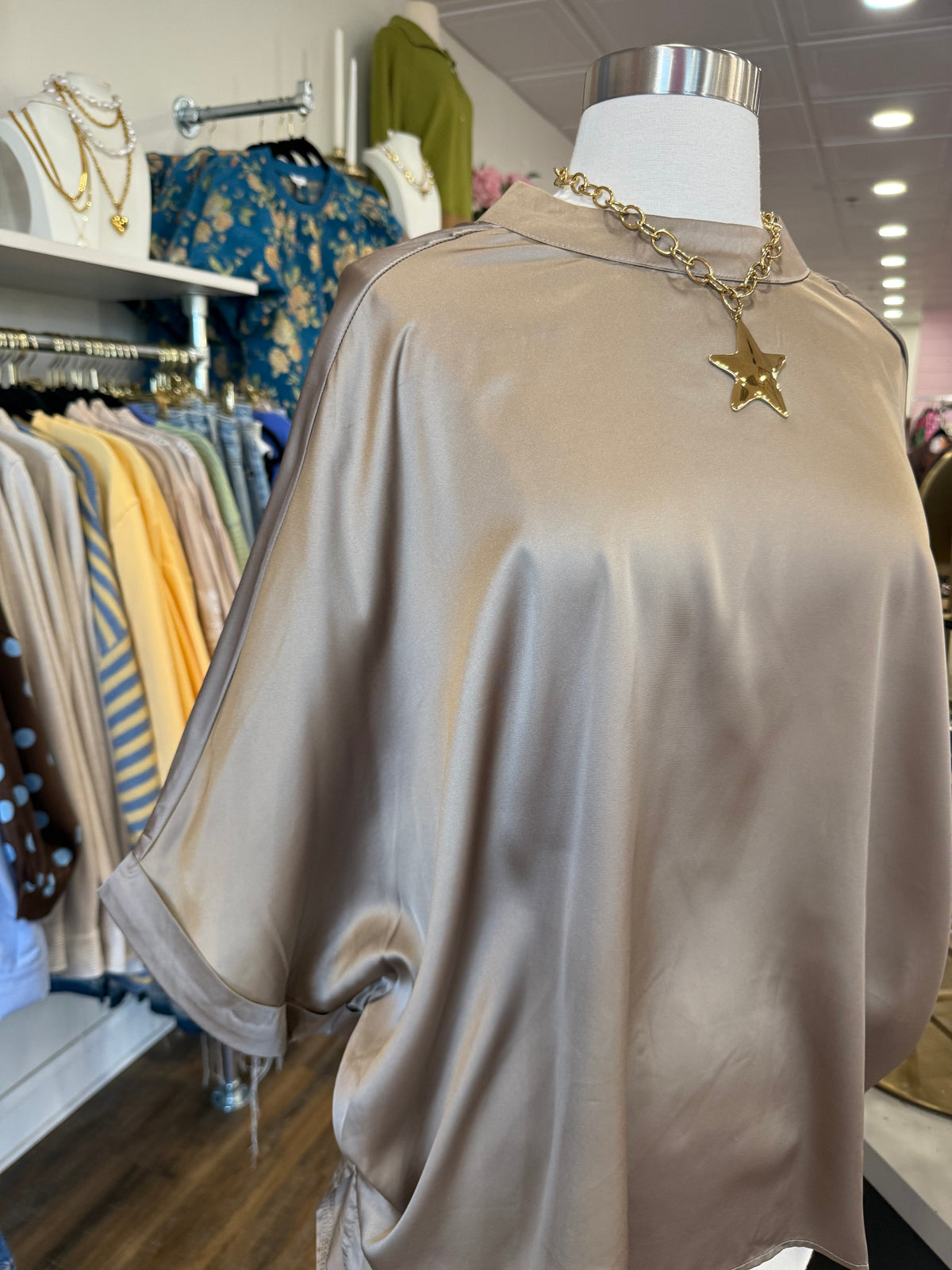 Glam- Mocha Satin Top