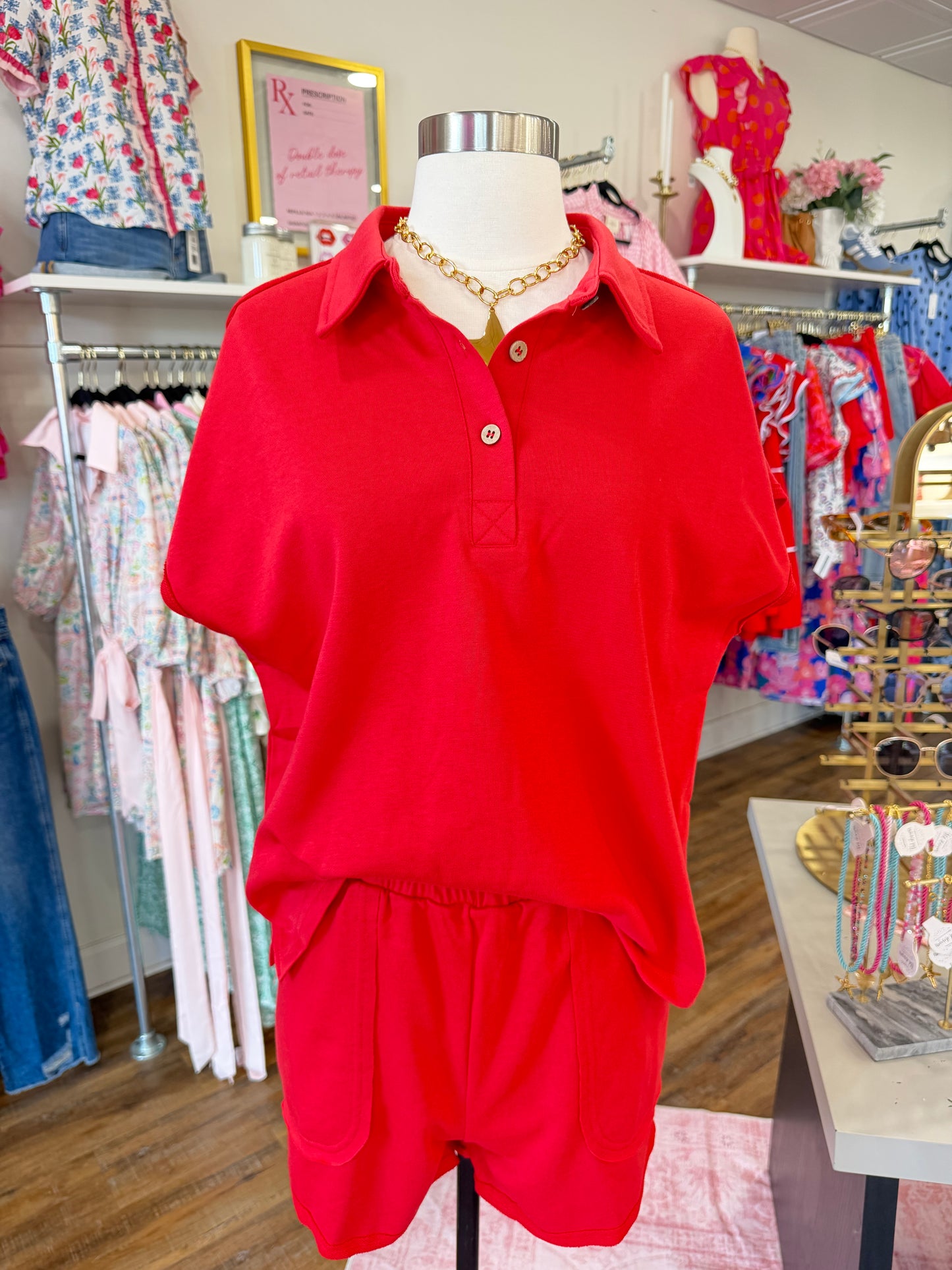 1W- Red Polo Set
