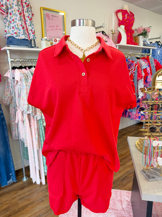 1W- Red Polo Set