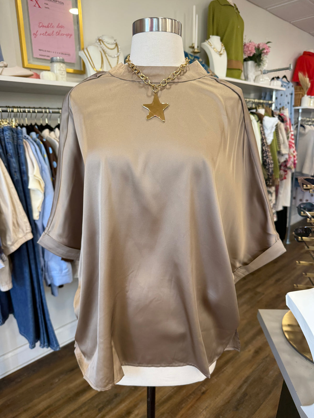 Glam- Mocha Satin Top