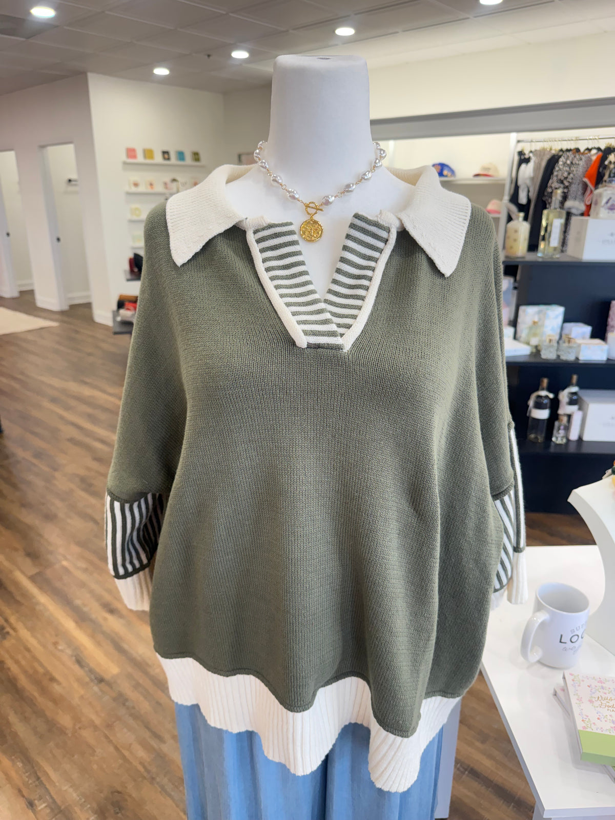 S+S- Plus Olive Sweater Top
