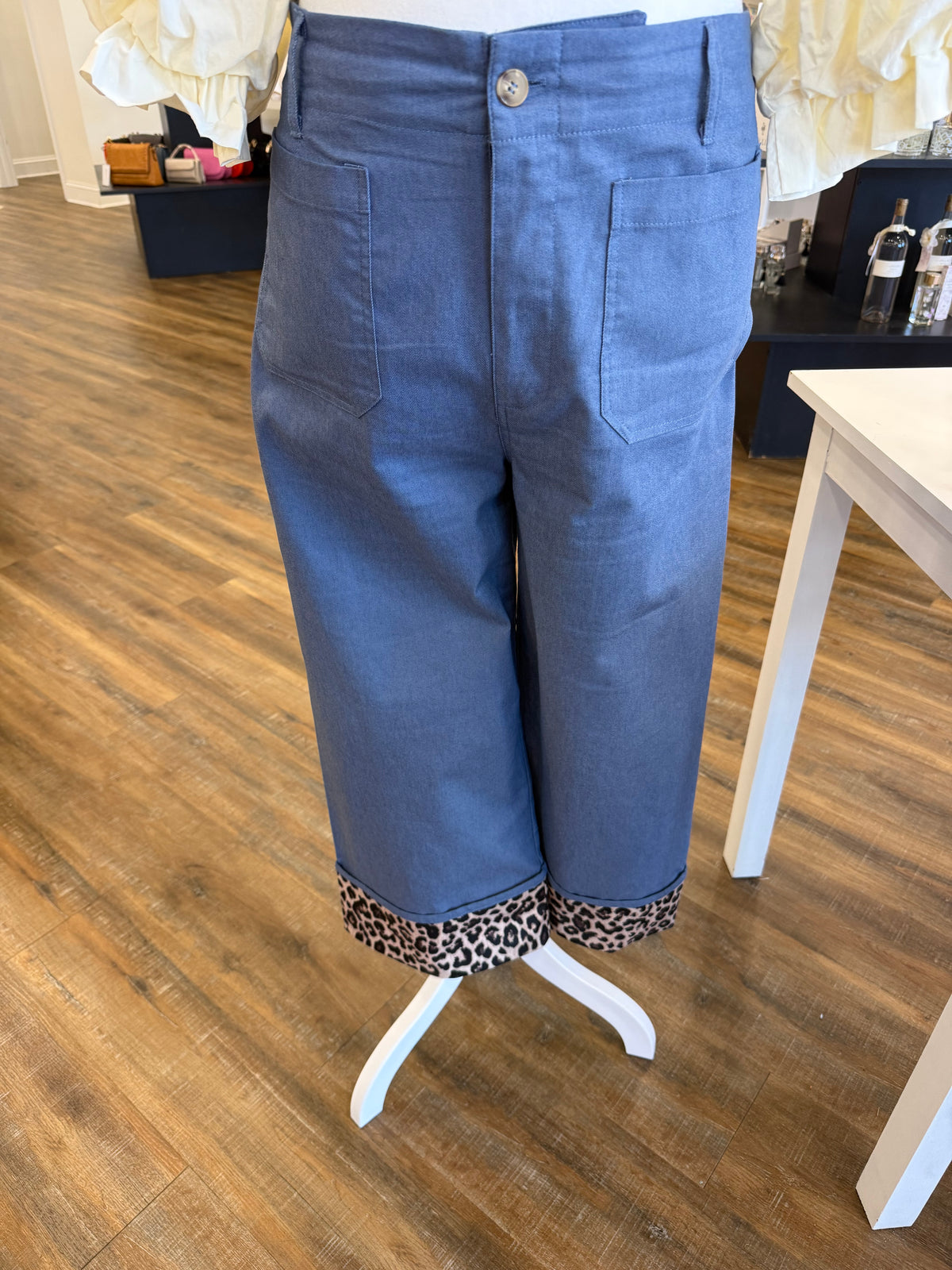 GI- Plus Denim Leopard Cuff Pants