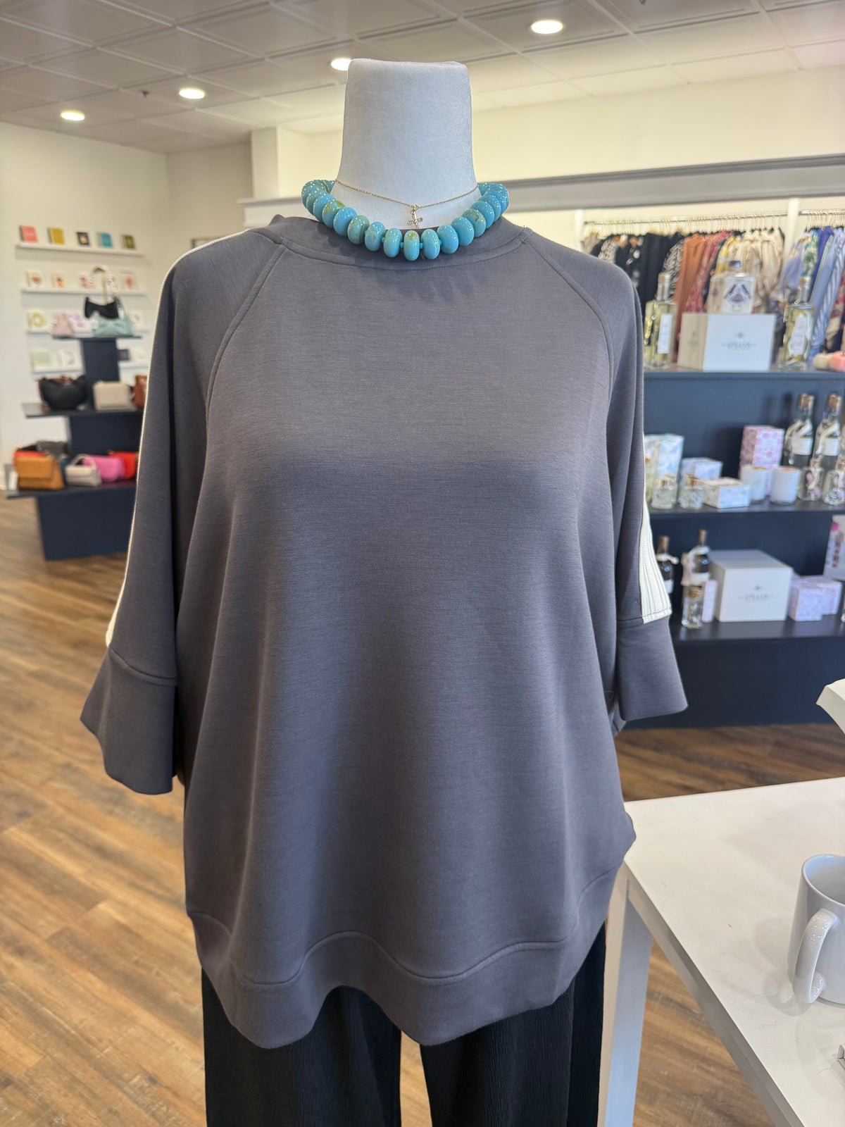 S+S- Plus Charcoal Scuba Contrast Top