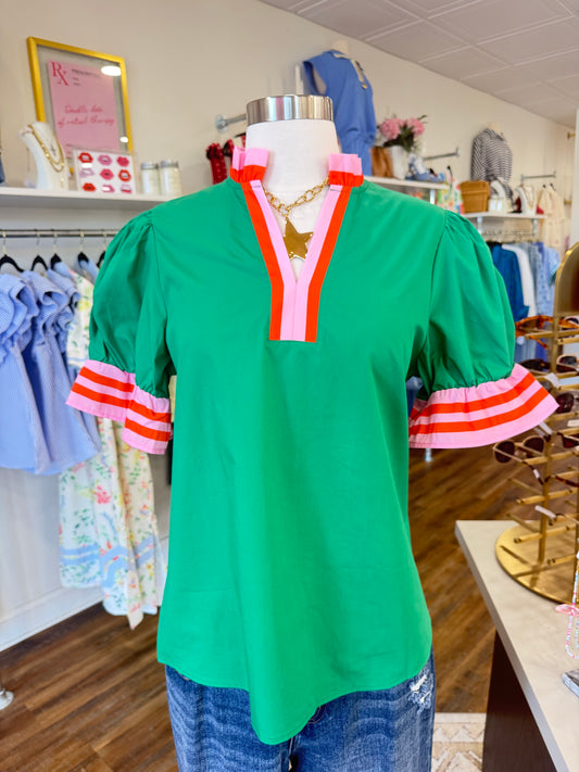 LDC Green Spring Patchwork Blouse