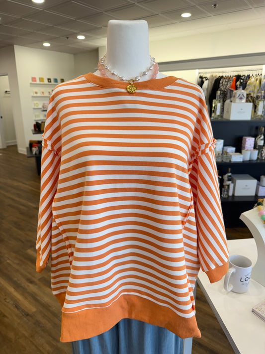 Oddi- Plus Orange Stripe Knit Top