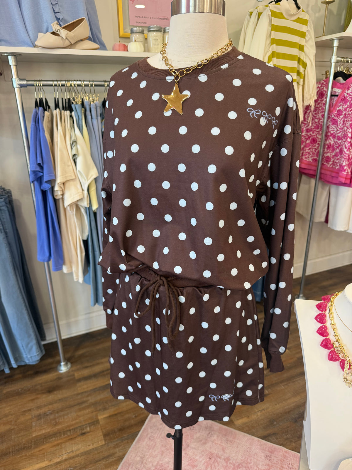 LAS- Brown Polka Dot Set