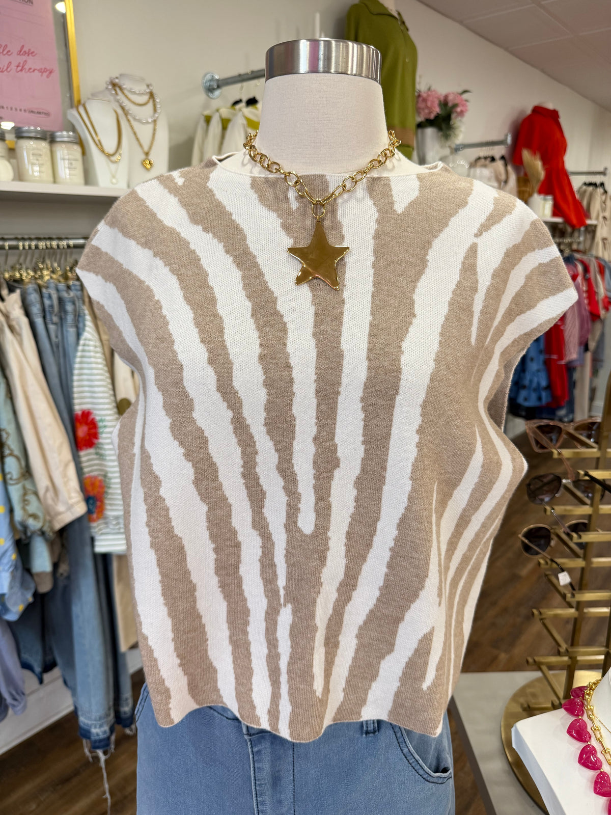 D+M- Tiger Print Sweater Top