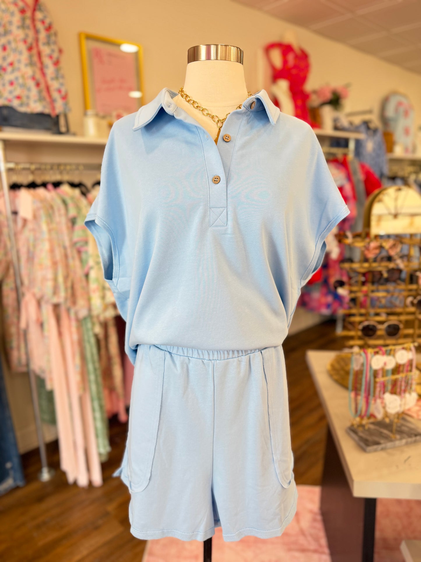 1W- Plus Blue Polo Set