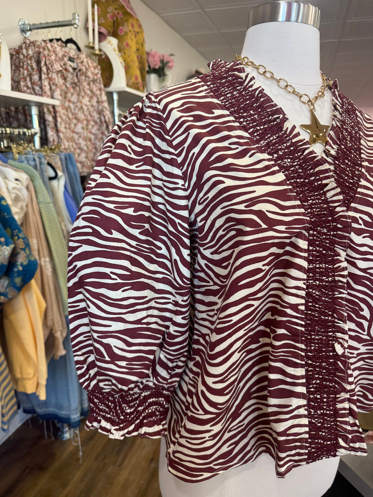 Jodifl- Burgundy Zebra Top