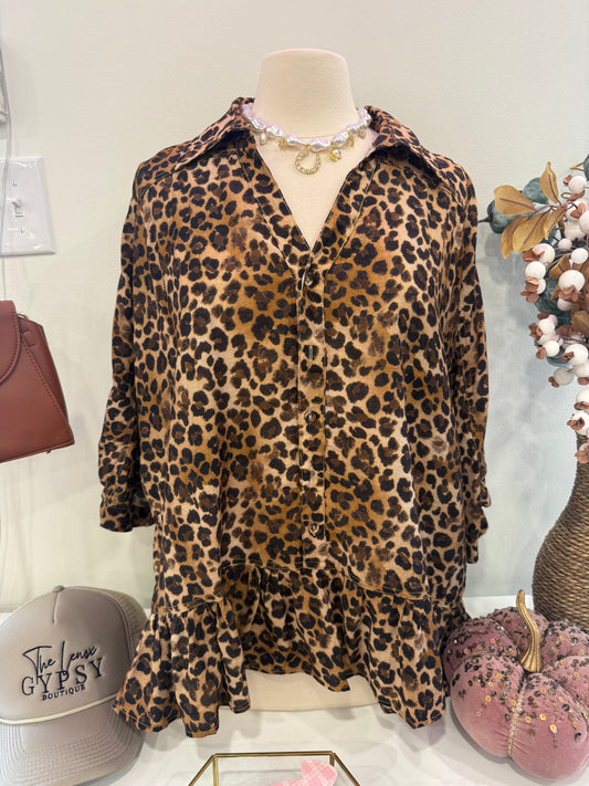 Umgee- Latte Leopard Top