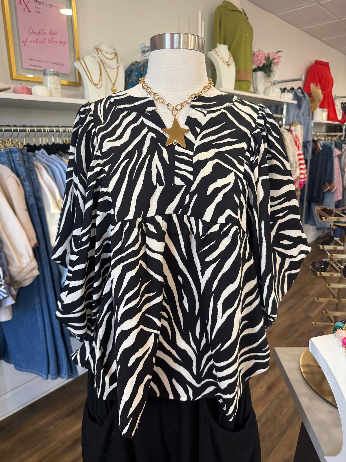 Oddi- Zebra V-neck Top