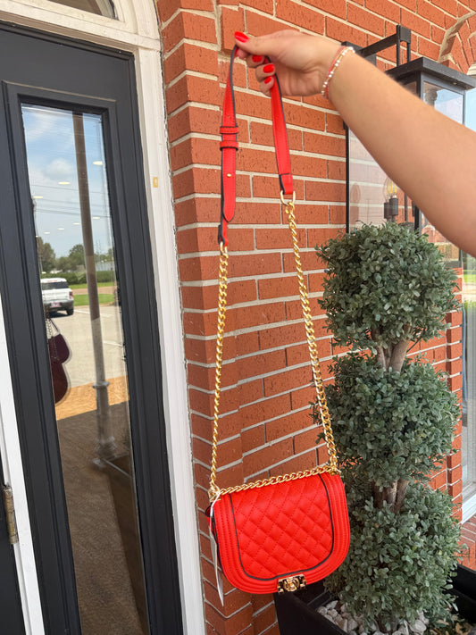 J&C- Orange Quilted Snap Front Bag