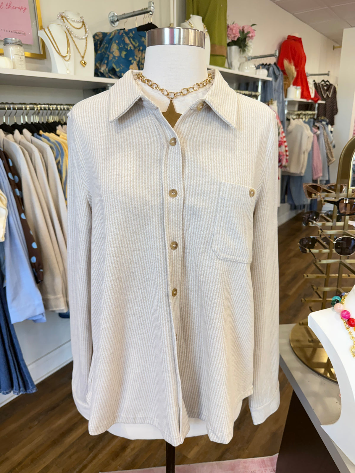 BP- Oatmeal Long Sleeve Button Down