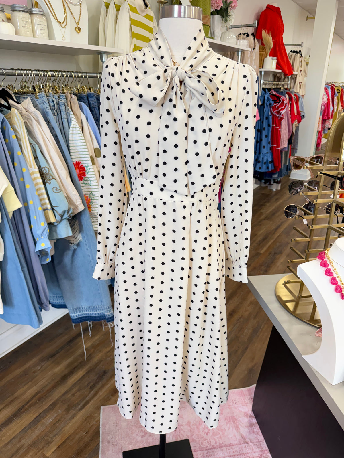 LS- Polka Dot Midi Dress