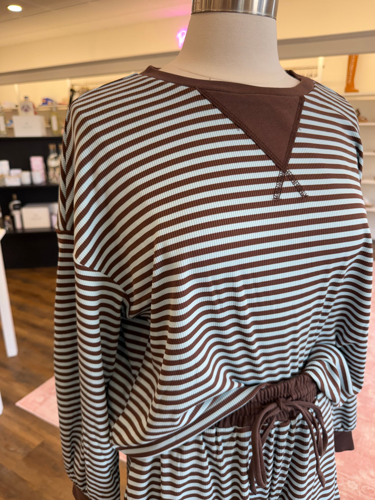 1W- Brown Stripe Long Sleeve Set