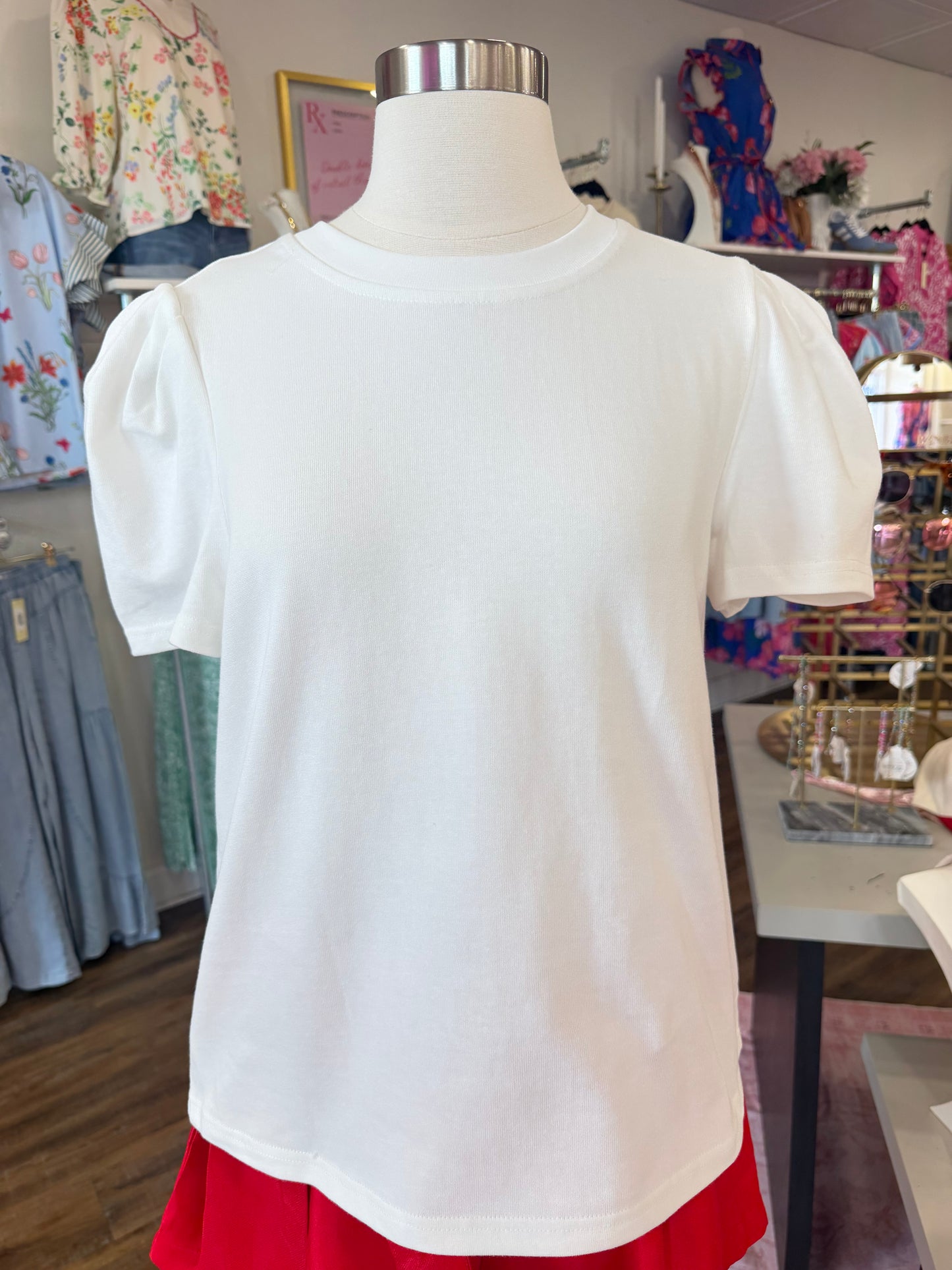 MS- White Pleat Sleeve Tee