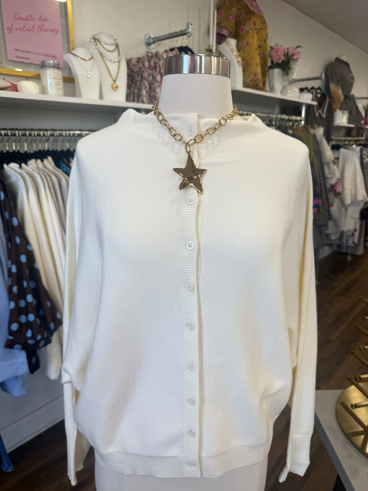 BP- Cream Boat Neck Cardi