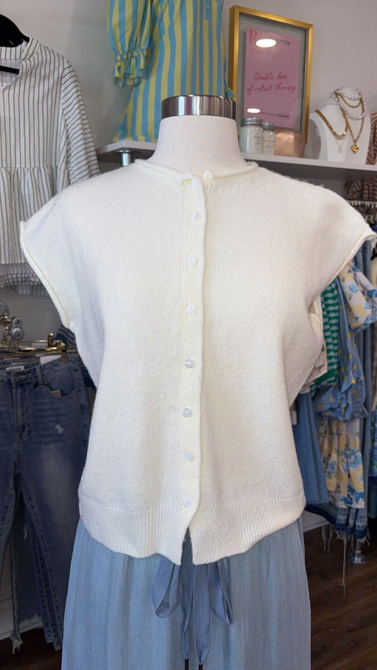 BP- Ivory Sleeveless Cardigan