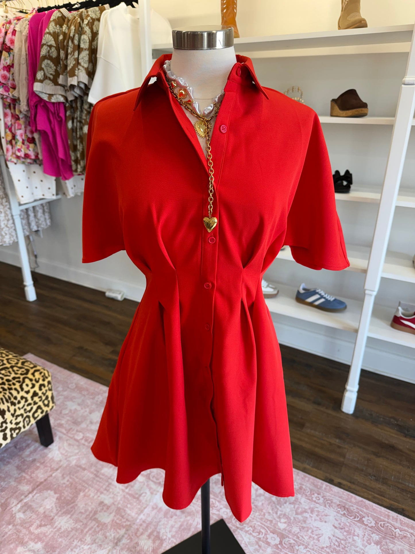 Glam- Orange Pleated Mini Dress