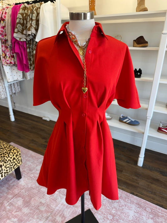 Glam- Orange Pleated Mini Dress