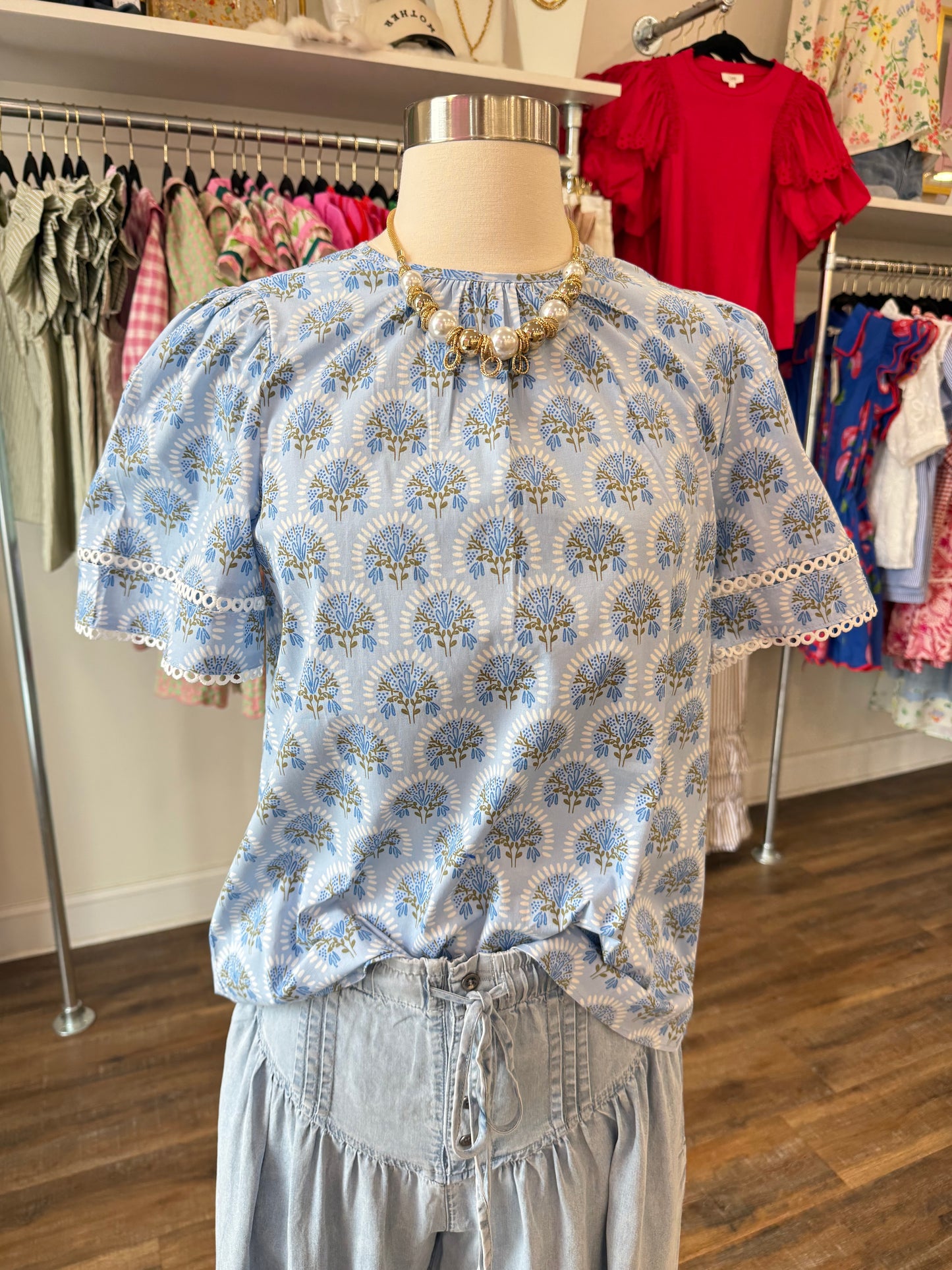 MS- Sunshower Flora Blue Top