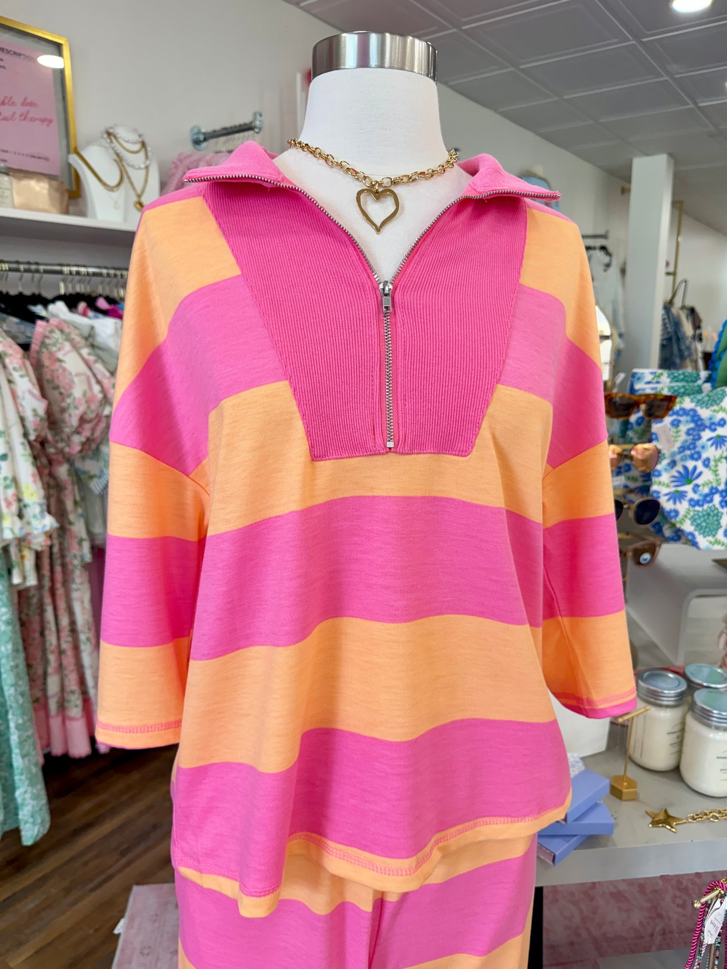 LDC- Orange Stripe Pants Set