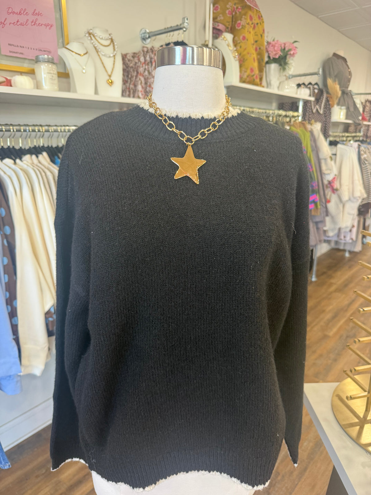 BP- Black & Cream Trim Sweater