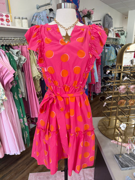 1W- Rose Polka Dot Dress