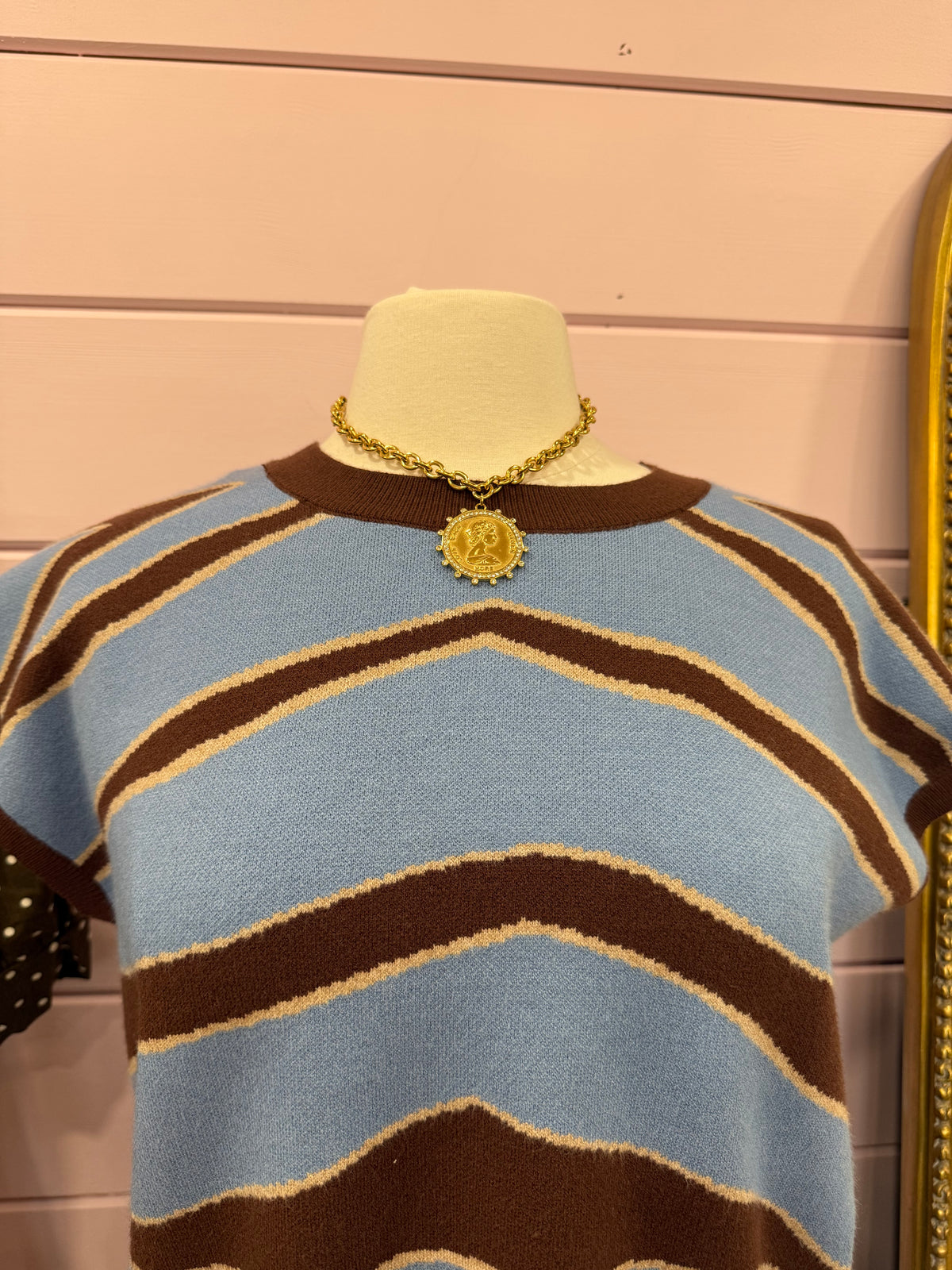 Jodifl- Brown & Blue Mix Sweater Top