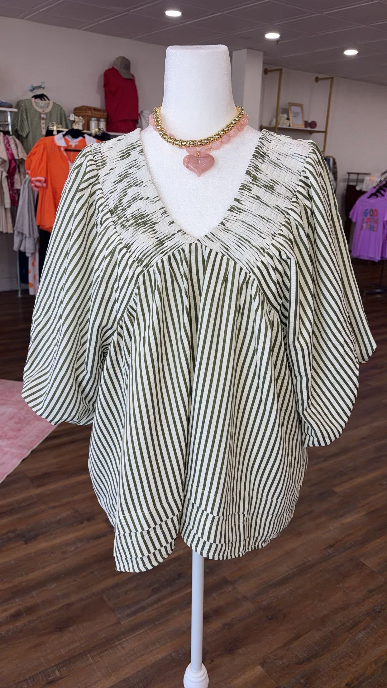 Oddi- Olive V-neck Blouse