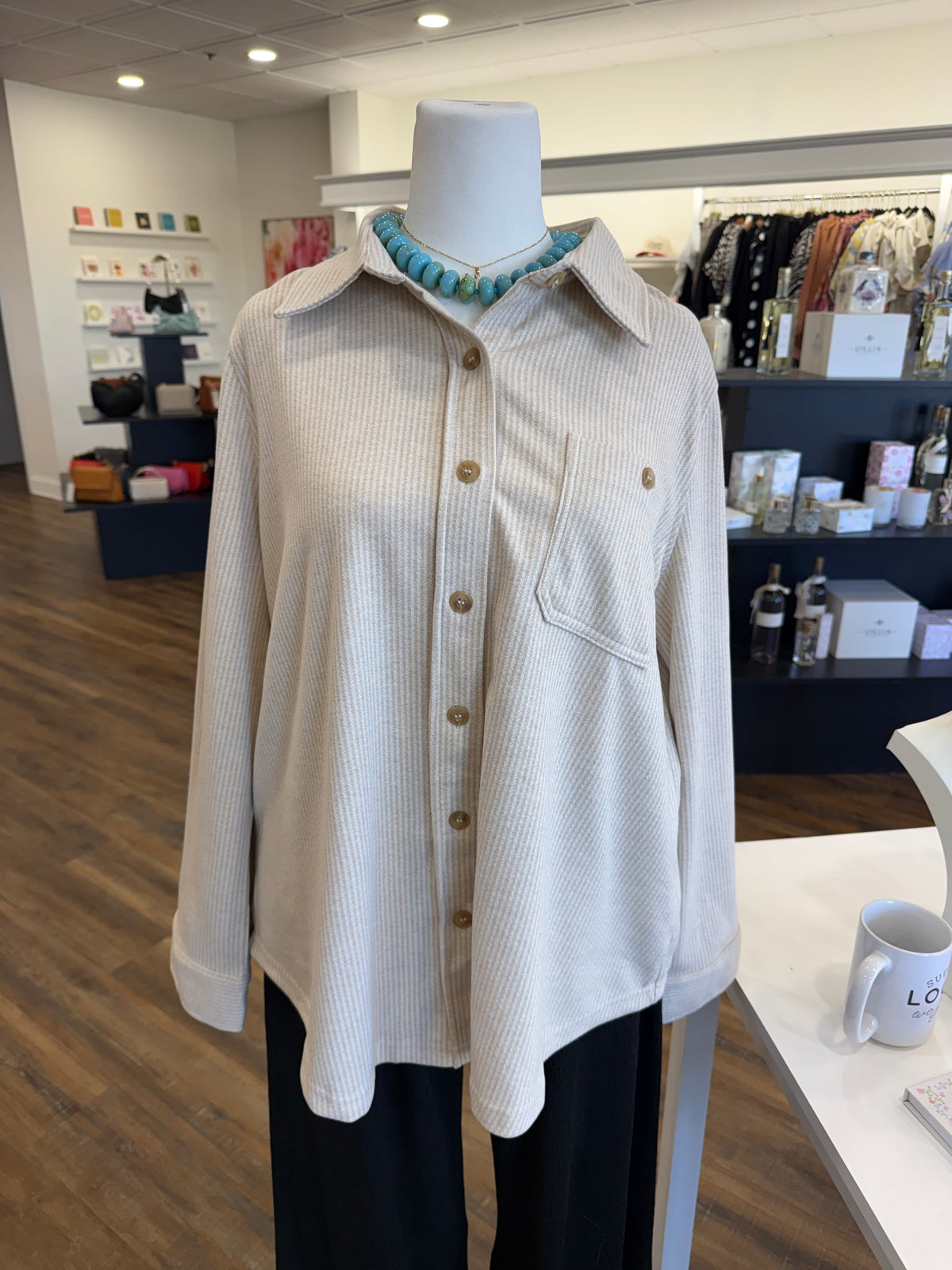 BP- Plus Oatmeal Long Sleeve Button Down