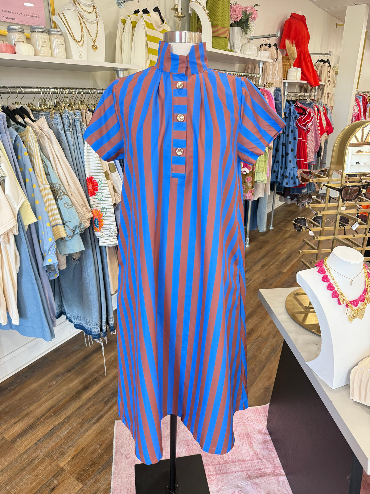 Glam- Royal Stripe Midi Dress